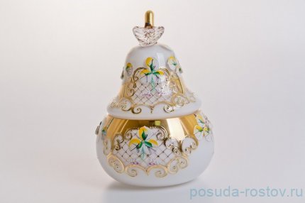 Вазочка с крышкой - груша &quot;Лепка белая&quot; маленькая / 046754
