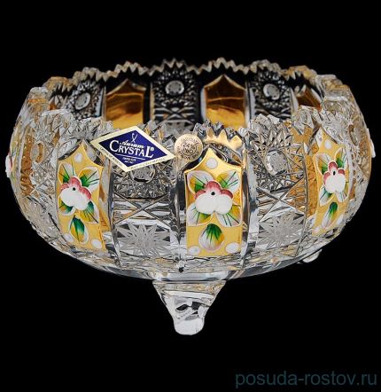 Ваза для конфет 12,8 см на 3-х ножках &quot;Хрусталь с золотом&quot; / 096534