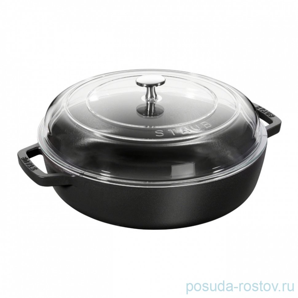 Сотейник 26 см со стеклянной крышкой 3,2 л черный "STAUB" / 233882