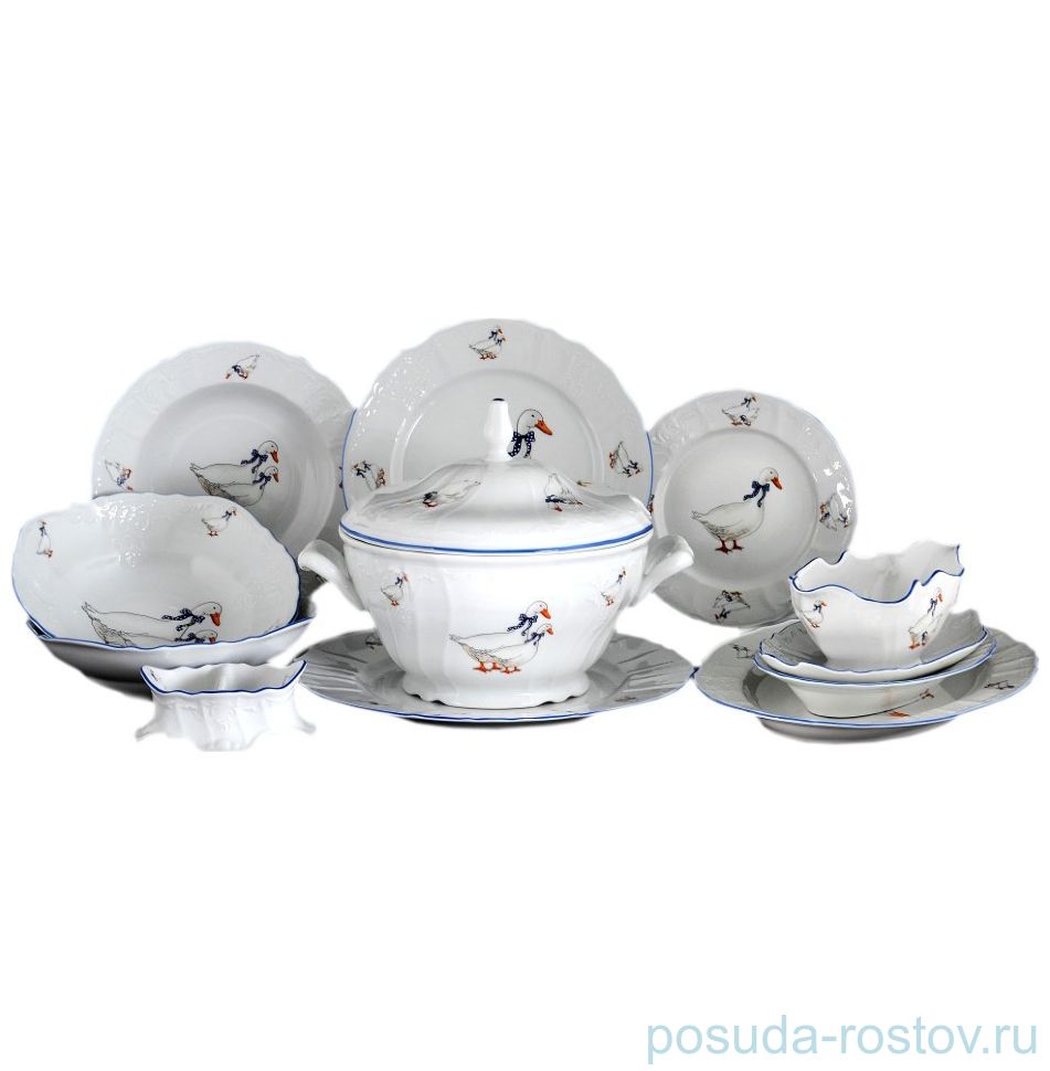 Столовый сервиз на 6 персон 27 предметов "Бернадотт /Гуси" Е-М / 088774