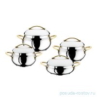 Набор посуды 8 предметов (18, 20, 22, 24 см) стеклянные крышки &quot;BALL-SHAPED MODEL /GOLD&quot; / 295985