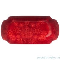 Блюдо 18 см прямоугольное красное &quot;Новогодний калейдоскоп /Снежинки&quot; / 268491