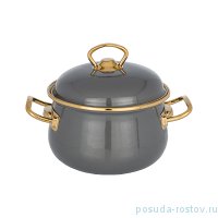 Кастрюля 16 х 11 см с крышкой эмалированная 2 л серая &quot;Agness /Deluxe&quot; / 210695