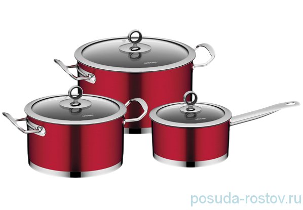 Набор посуды 3 предмета со стеклянными крышками "CERVENA" / 164338