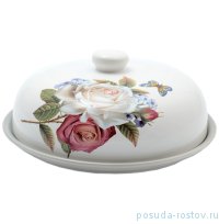 Блюдо для блинов с крышкой 23 х 23 х 10 см &quot;Розы&quot; / 130085