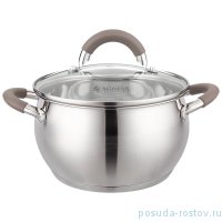 Кастрюля 18 х 10,5 см со стеклянной крышкой 2,4 л &quot;Apple&quot; кофейные ручки / 275424