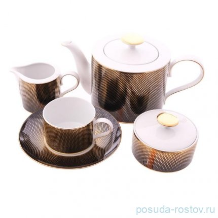 Чайный сервиз на 6 персон 15 предметов &quot;Deluxe shape /Rio black gold&quot; / 340679