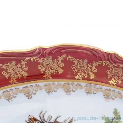 Блюдо 33 см овальное &quot;Мария-Тереза /Охота красная&quot; R-L / 277304