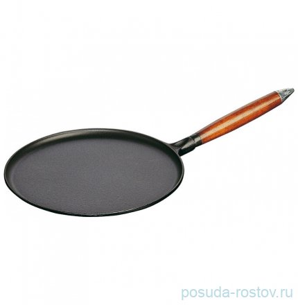 Блинница 28 см с деревянной ручкой чёрная &quot;STAUB&quot; / 234012
