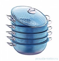Мантоварка 30 х 10 см с антипригарным покрытием 6,4 л голубая &quot;GRANITE STEAMER SET&quot; / 295698