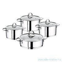 Набор посуды 8 предметов (18, 20, 22, 24 см) стеклянные крышки &quot;CYLINDER MODEL&quot; / 296016