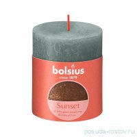 Свеча Рустик 8 х 6,8 см &quot;Sunset /Зелёный эвкалипт + медь /Bolsius&quot; (время горения 35 ч) / 278292