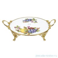 Блюдо 41 х 32 см круглое н/н с ручками &quot;Фрукты&quot; / 272462