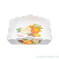 Салфетница 22 х 22 см квадратная &quot;Artigianato ceramico /Апельсин и роза&quot; / 228187