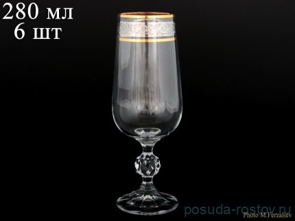 Бокалы для пива 280 мл 6 шт &quot;Sterna /Клаудия /Цветочный узор на платине&quot; / 005685