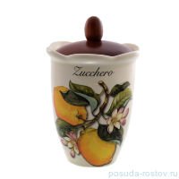 Банка для сыпучих продуктов 19 см с деревянной крышкой Сахар &quot;Artigianato ceramico /Лимоны&quot; / 060079