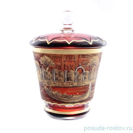 Конфетница 16 см с крышкой &quot;Венеция /Рубин&quot; / 159883