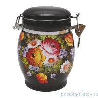 Банка для сыпучих продуктов 11,5 х 15 см с зажимом 700 мл &quot;Хохлома&quot; / 278510