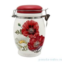 Банка для сыпучих продуктов 11,5 х 17,5 см с зажимом 900 мл &quot;Маки&quot; / 278730