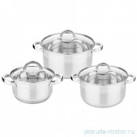 Набор кастрюль 6 предметов (16 x 9,5 см - 1,7 л/18 x 11,5 см - 2,6 л /20 x 12,5 см - 3,5 л)  / 331855