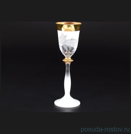 Рюмки для водки 60 мл 6 шт &quot;Анжела /Матовые листики /Золото на белом&quot; E-S / 118348