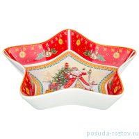 Блюдо 28 х 28 х 5 см красное Звезда &quot;С Новым годом! /Дед мороз&quot; / 225203