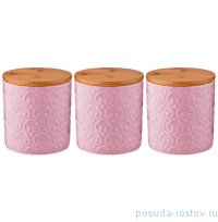 Набор ёмкостей для сыпучих продуктов 10 х 10 х 11 см 3 шт 500 мл розовые &quot;Agness&quot; / 191604
