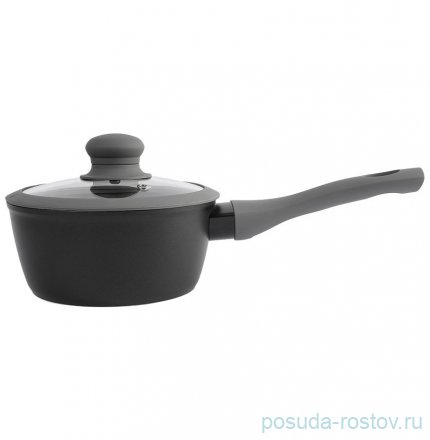 Ковш 16 см с крышкой антипригарное покрытие 1,3 л серо-черный &quot;Robust&quot; / 374694