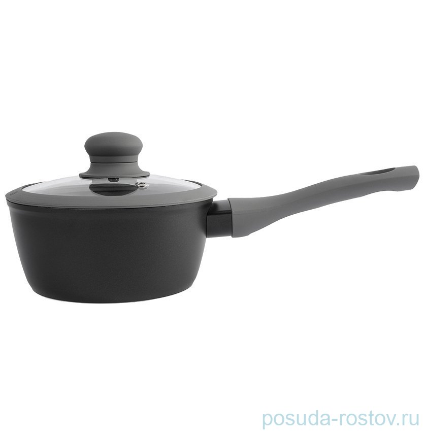 Ковш 16 см с крышкой антипригарное покрытие 1,3 л серо-черный "Robust" / 374694