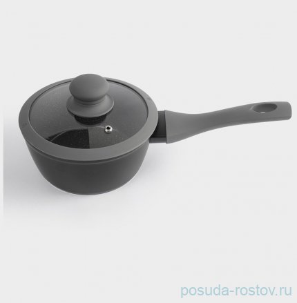 Ковш 16 см с крышкой антипригарное покрытие 1,3 л серо-черный &quot;Robust&quot; / 374694