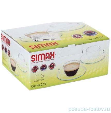 Набор кофейных пар 100 мл 4 шт &quot;Simax /Без декора&quot; / 134325