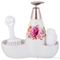 Набор для кухни (дозатор для моющего средства 20 х 9 х 18 см 500 мл, губка, щётка) / 193658