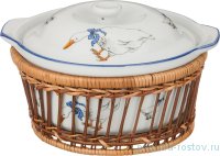 Блюдо 18 х 8 см с крышкой 1,2 л &quot;Гуси&quot; / 194392
