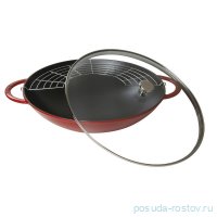 Вок 37 см со стеклянной крышкой 5,7 л  вишневый &quot;Staub Specials&quot; / 258013