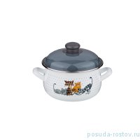 Кастрюля 16 х 10 см с крышкой эмалированная 1,7 л &quot;Озорные коты&quot; / 196454
