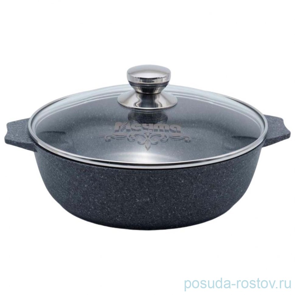 Жаровня 26 х 7,7 см со стеклянной крышкой 3 л антипригарное покрытие "Premium grey" / 245900