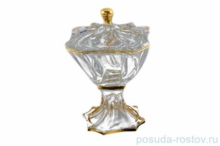 Ваза для фруктов 25 см н/н с крышкой &quot;Нептун /Золотой кант&quot; / 096294