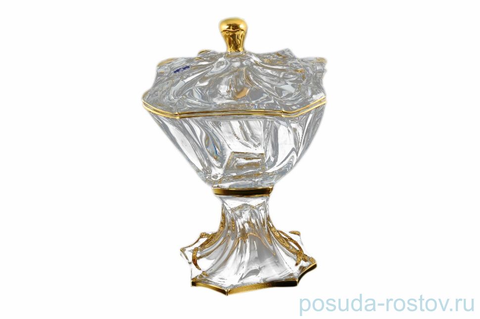 Ваза для фруктов 25 см н/н с крышкой "Нептун /Золотой кант" / 096294