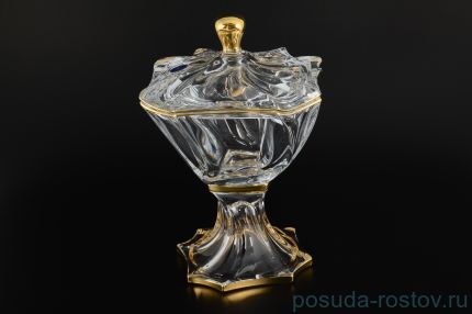 Ваза для фруктов 25 см н/н с крышкой &quot;Нептун /Золотой кант&quot; / 096294