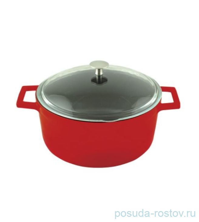 Кастрюля 28 см со стеклянной крышкой 6,7 л "Lava /Red" / 221027
