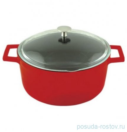 Кастрюля 28 см со стеклянной крышкой 6,7 л &quot;Lava /Red&quot; / 221027