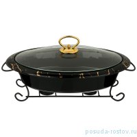 Мармит 40 х 26 х 11,5 см со стеклянной крышкой на металлической подставке 2,3 л &quot;Fantasy /Чёрное&quot; / 206072