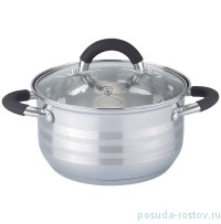 Кастрюля 20 х 12,5 см со стеклянной крышкой силиконовые ручки индукция 3,9 л &quot;agness&quot; / 196229