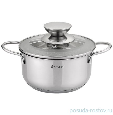 Кастрюля 14 х 7,5 см со стеклянной крышкой индукция 1 л &quot;agness&quot; / 196244