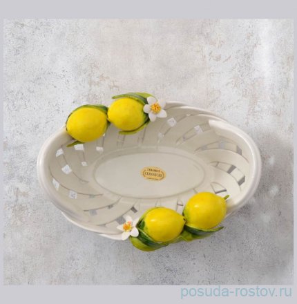 Корзина 28 х 20 см с ручками овальная &quot;Лимоны&quot; / 299184
