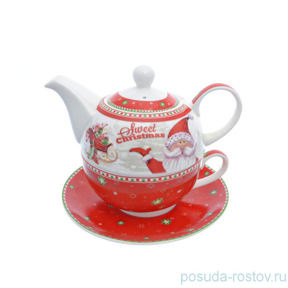 Чайный набор 3 предмета (заварочный чайник + чайная пара) "Christmas time /Royal Classic" / 228318