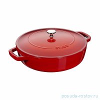 Сотейник 28 см с чугунной крышкой 3,7 л вишневый &quot;Чистера&quot; / 233780