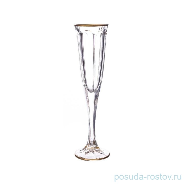 Бокалы для шампанского 185 мл 6 шт "Виндзор /Отводка золото" AS Crystal / 348641