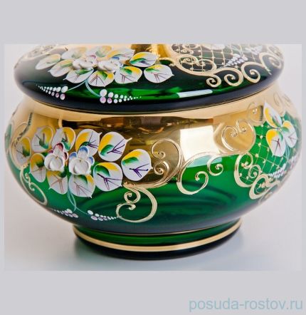 Ваза 18 см с крышкой &quot;Лепка зелёная&quot; / 057411
