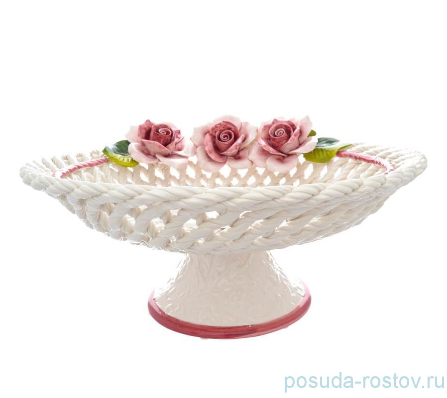 Блюдо 43 х 22 см круглое н/н "Розы" / 275741